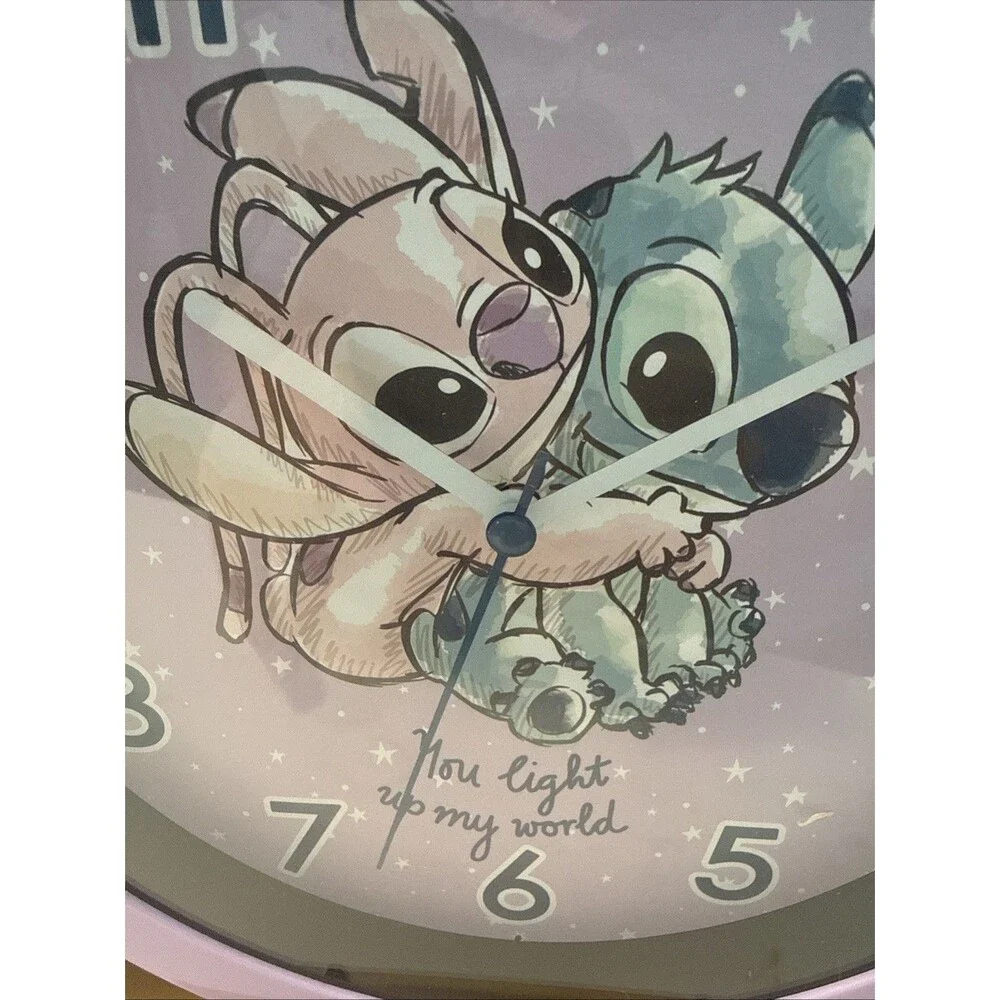 Disney Lilo & Stitch Angel Pink Analog Wall Clock 10 Inch New
